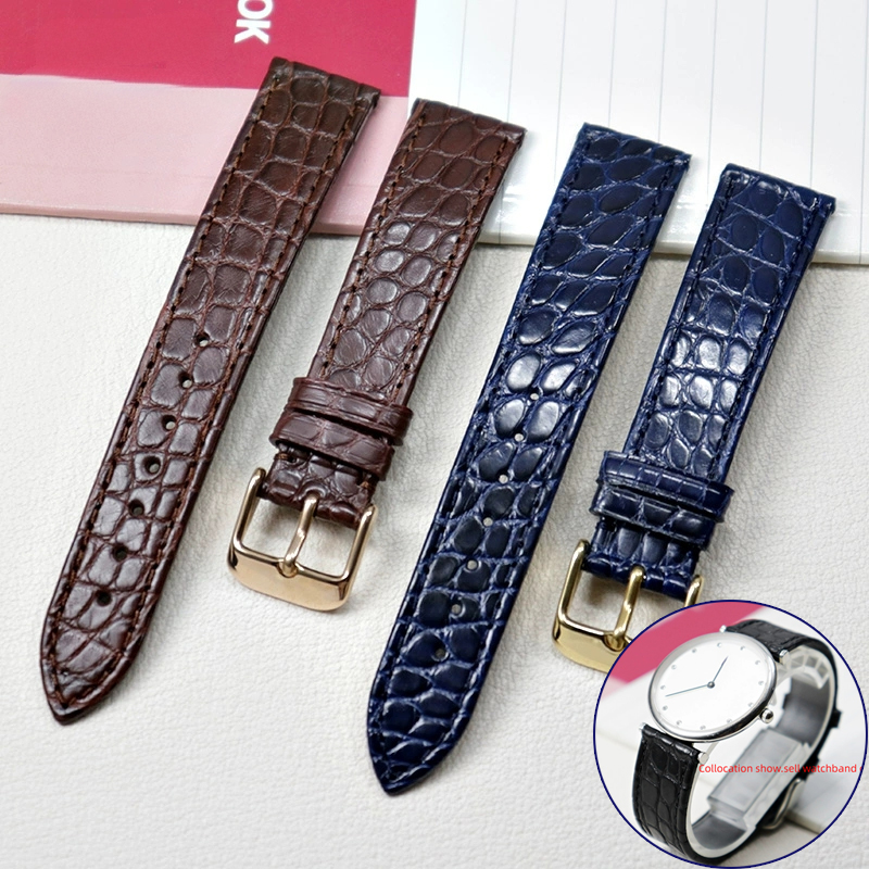 Luxury Watch Engraving - Bracelet en cuir véritable crocodile mince