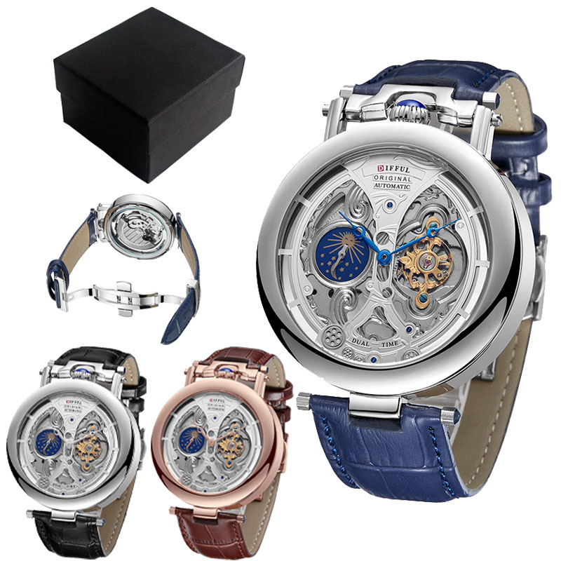 Tourbillon Movement Watch - DIFFUL luxe grand cadran squelette Phases