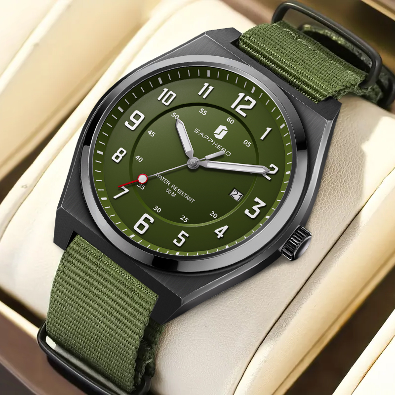 Luxury Watch With Green Dial - SAPPHERO montre à Quartz de sport